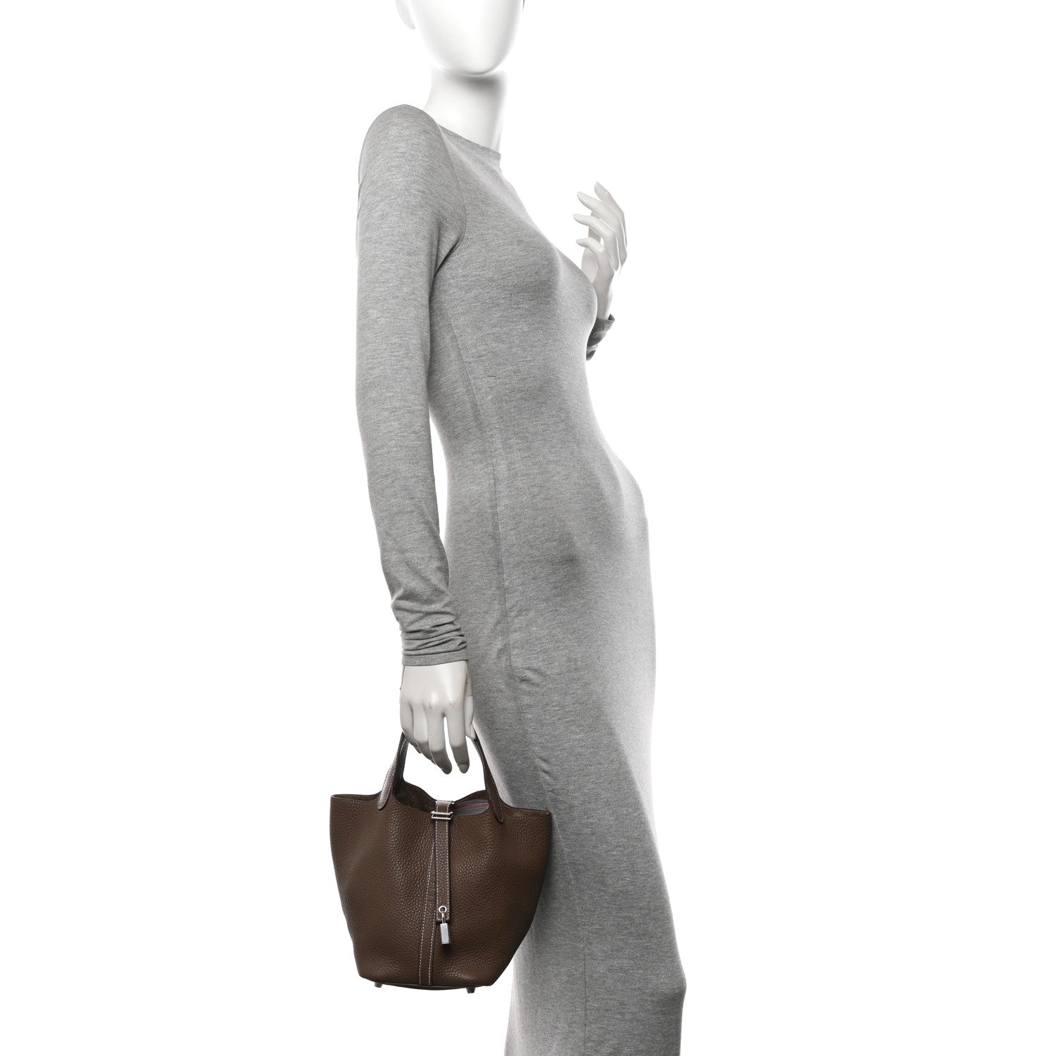 Hermes Taurillon Clemence Picotin Lock 18 PM Etoupe 2 of 10