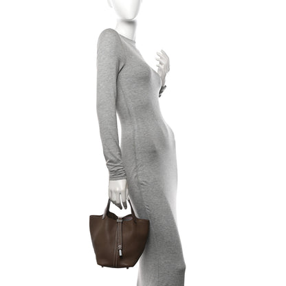 Hermes Taurillon Clemence Picotin Lock 18 PM Etoupe 2 of 10