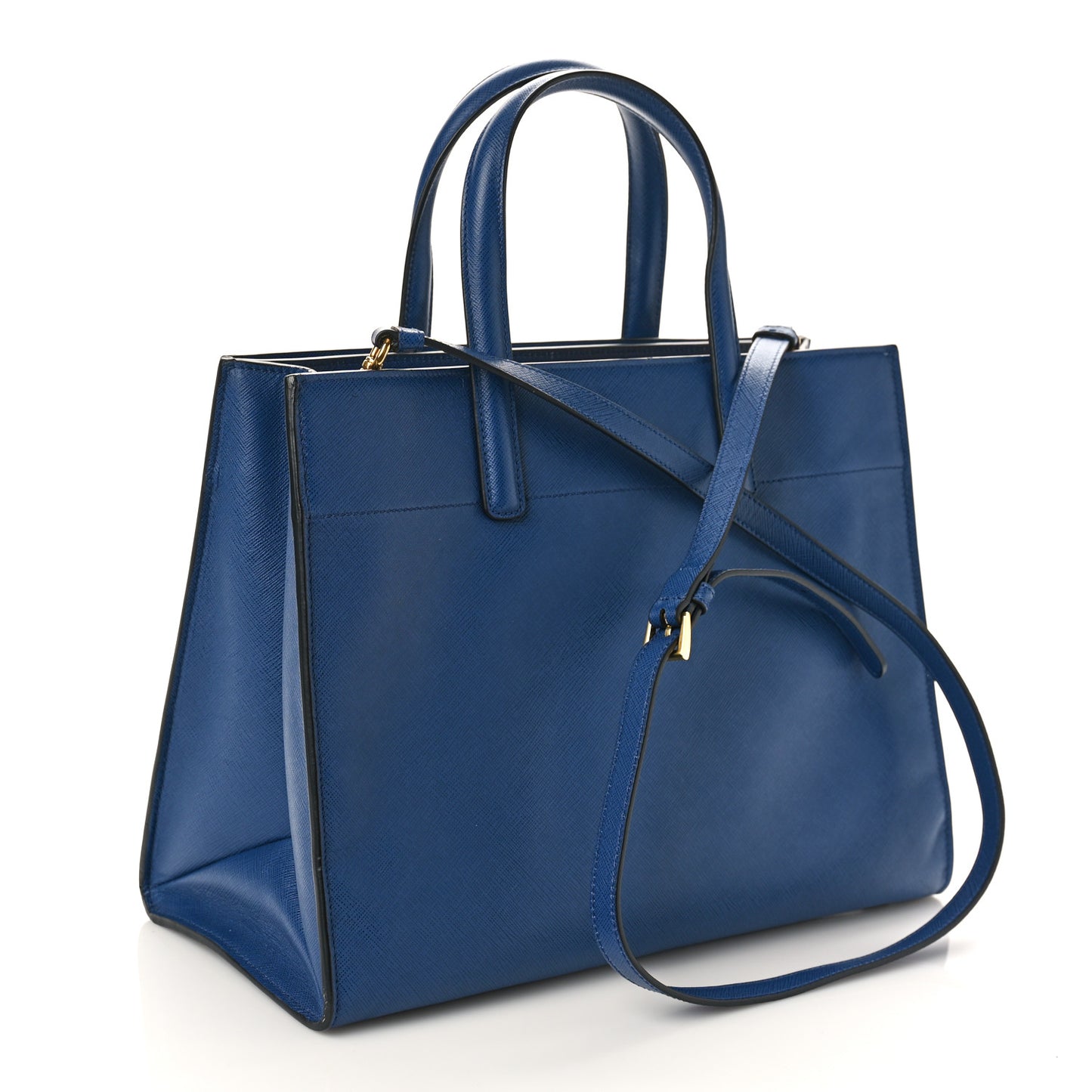 Saffiano Soft Triple Pocket Tote Bluette