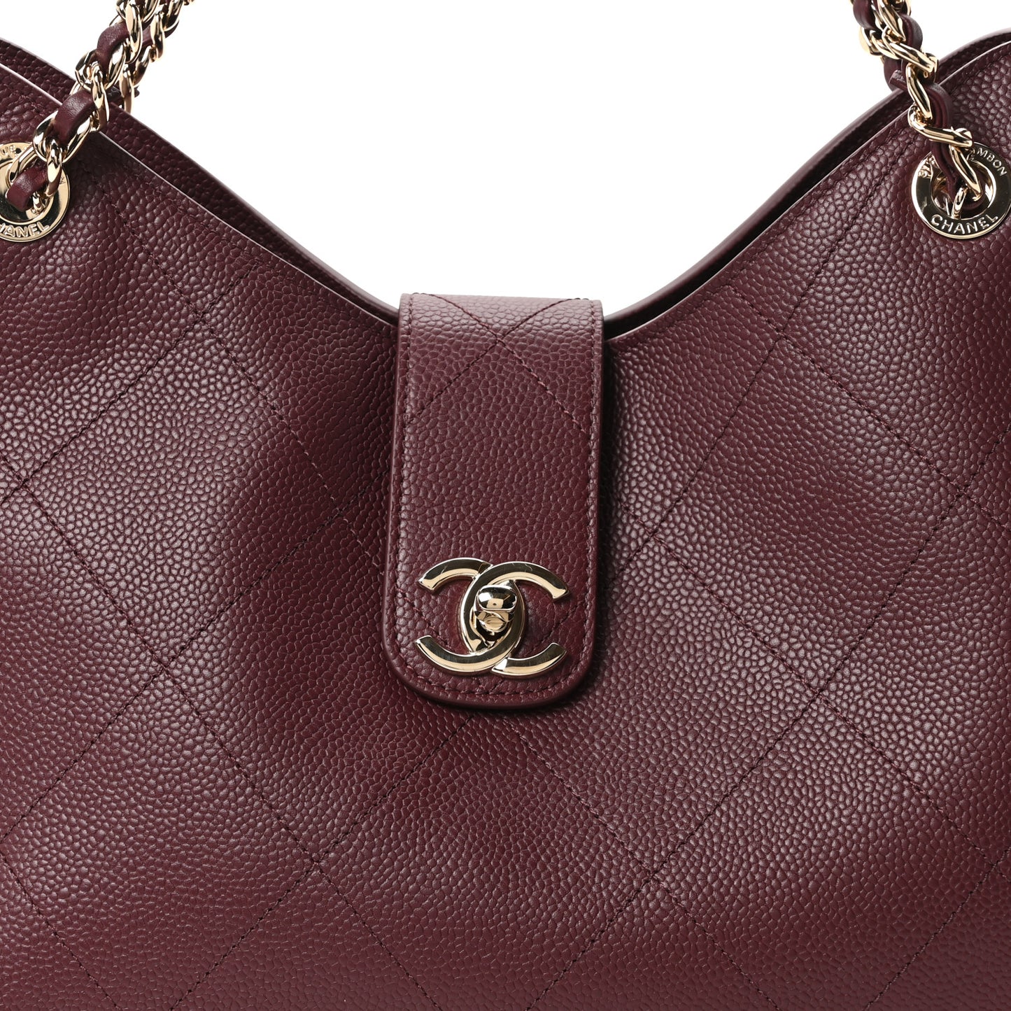 Grained Calfskin Large Shopping Bag Dark Burgundy