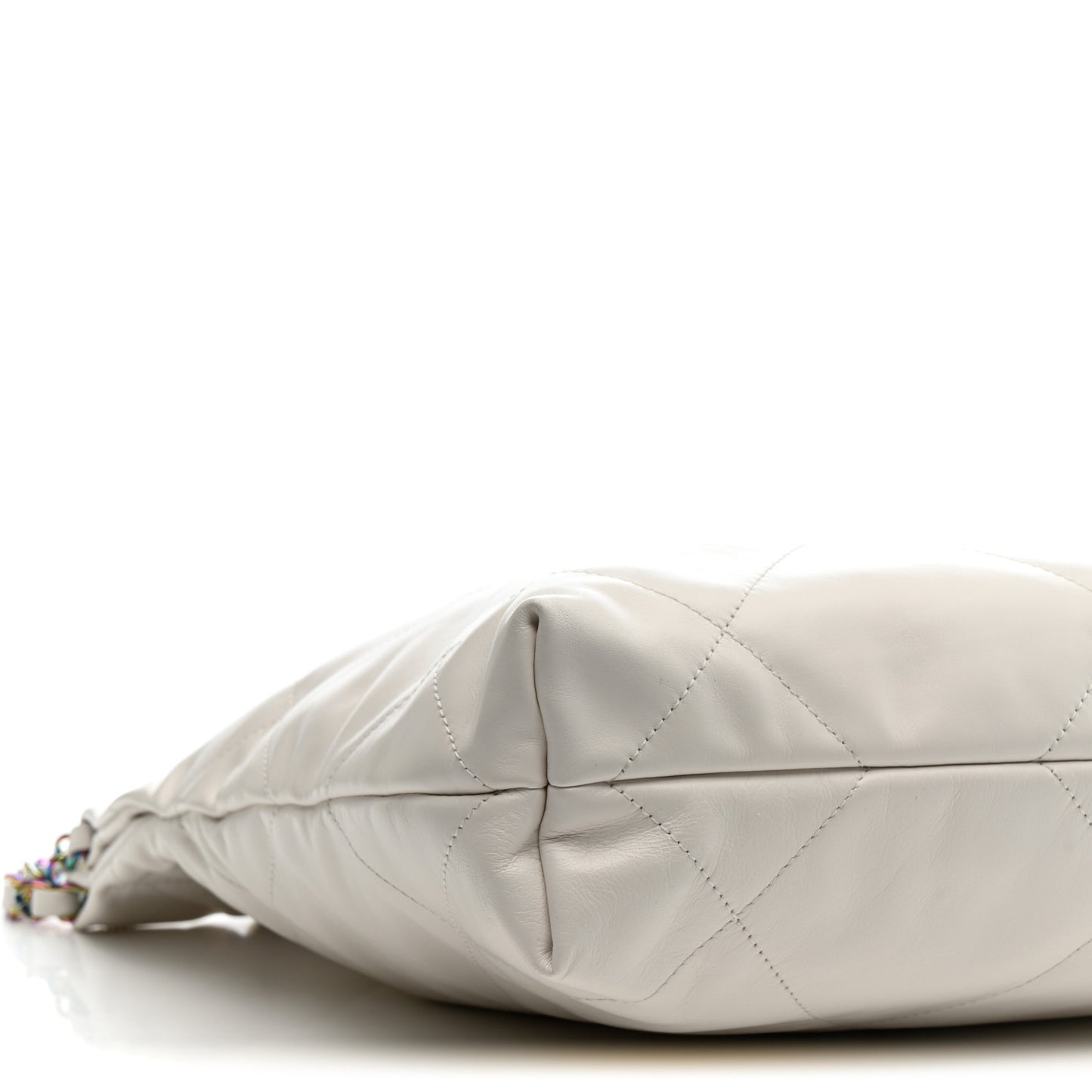 Shiny Calfskin Quilted Small Rainbow Chanel 22 White