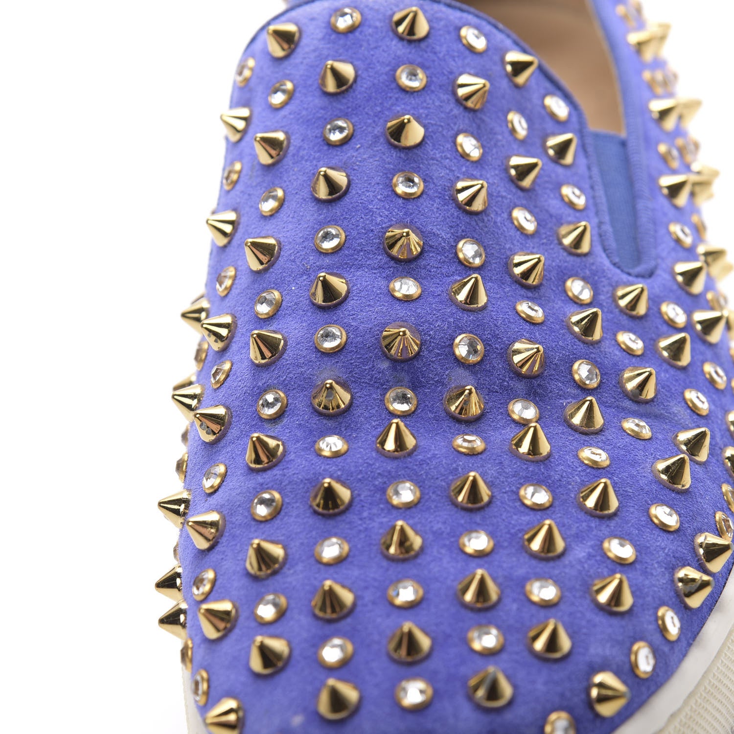 Christian Louboutin Veau Velours Spikes Roller Boat Flat 37 Purple 12 of 13