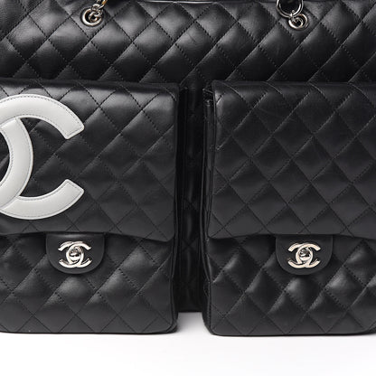 Chanel Calfskin Quilted XL Cambon Multipocket Reporter Black White 12 of 18