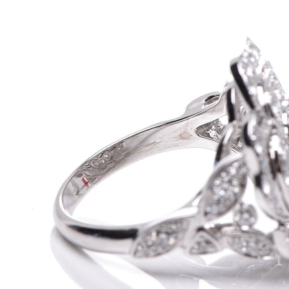 Chanel 18K White Gold Diamond Bouton de Camélia Ring 56 7.5 6 of 7