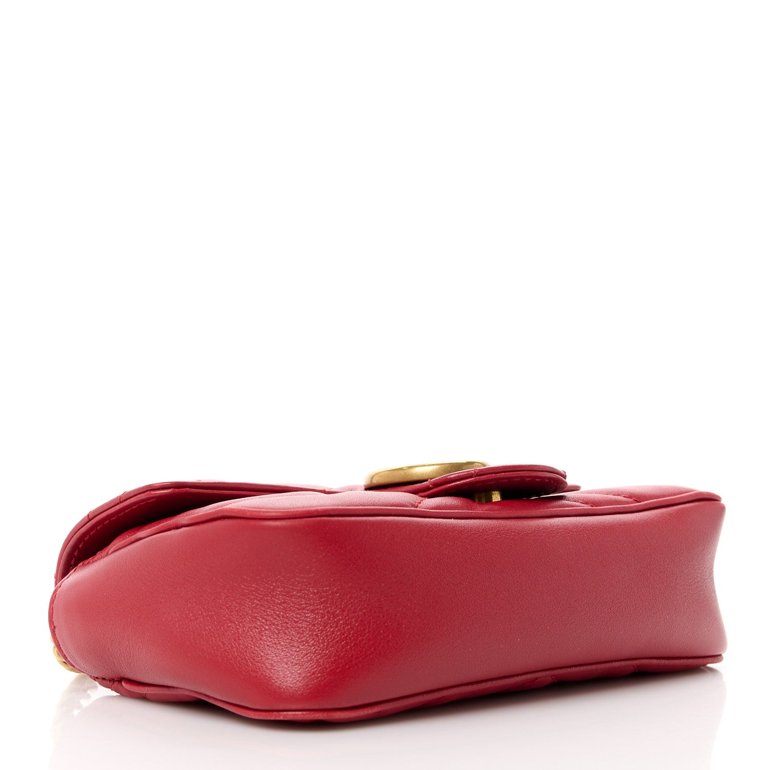 Gucci Calfskin Matelasse Super Mini GG Marmont Shoulder Bag Hibiscus Red 4 of 13