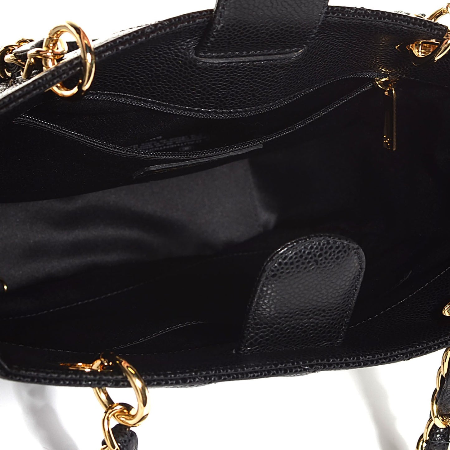 Caviar Quilted Petit Shopping Tote PST Black