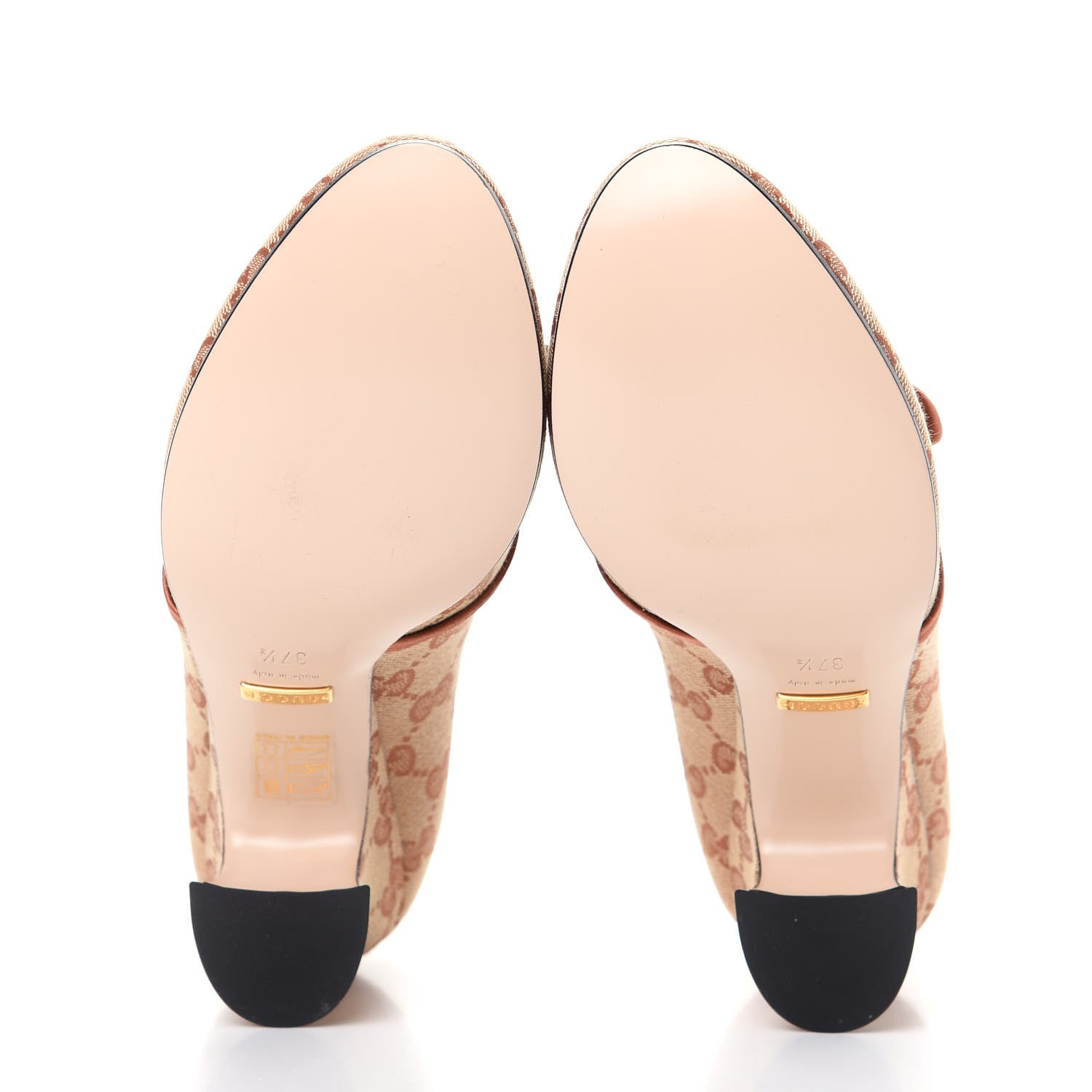 Gucci Monogram Satin Torchon Double G Pumps 37.5 Beige Ruggine Copper 6 of 11