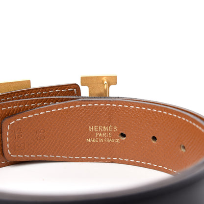 Hermes Box Courchevel 32mm H Belt 65 Black Gold 3 of 5