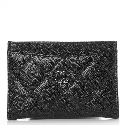 Chanel Metallic Caviar Quilted Card Holder Black 1 of 9