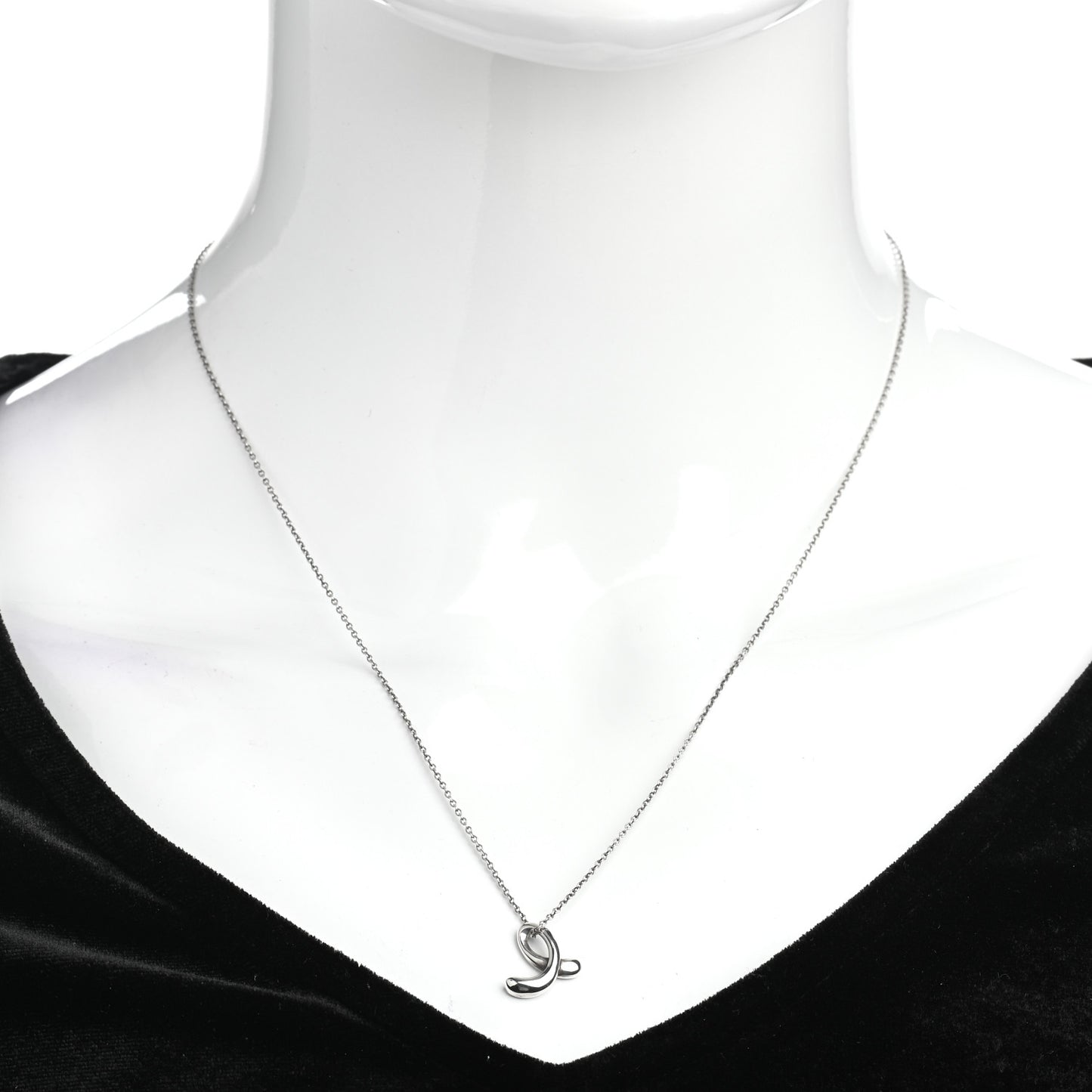 Sterling Silver Elsa Peretti Letter E Pendant Necklace
