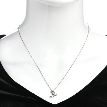 Tiffany Sterling Silver Elsa Peretti Letter E Pendant Necklace 2 of 4