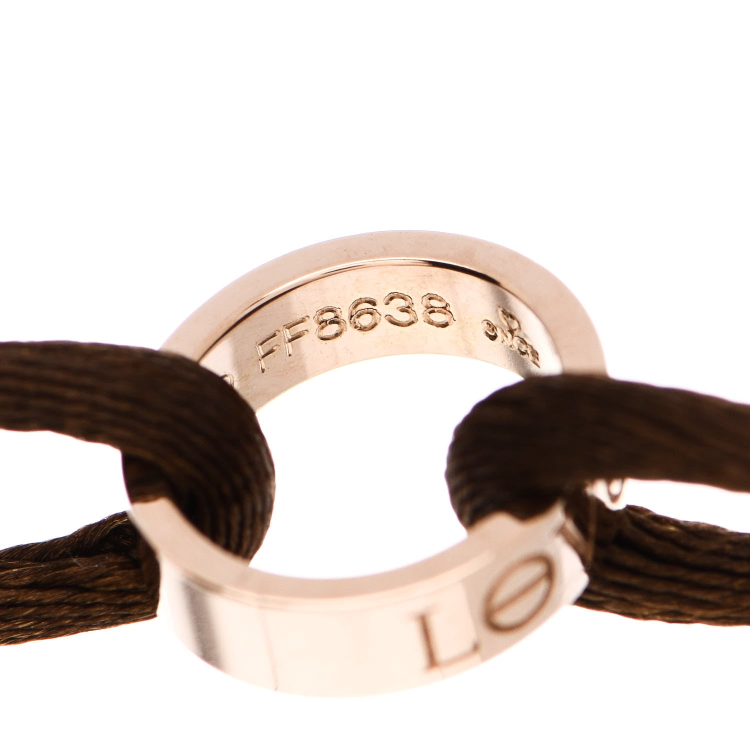 Cartier 18K Pink Gold Charity LOVE Adjustable Cord Bracelet Brown 4 of 4