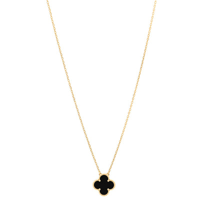Van Cleef & Arpels 18K Yellow Gold Black Onyx Vintage Alhambra Pendant Necklace 1 of 5