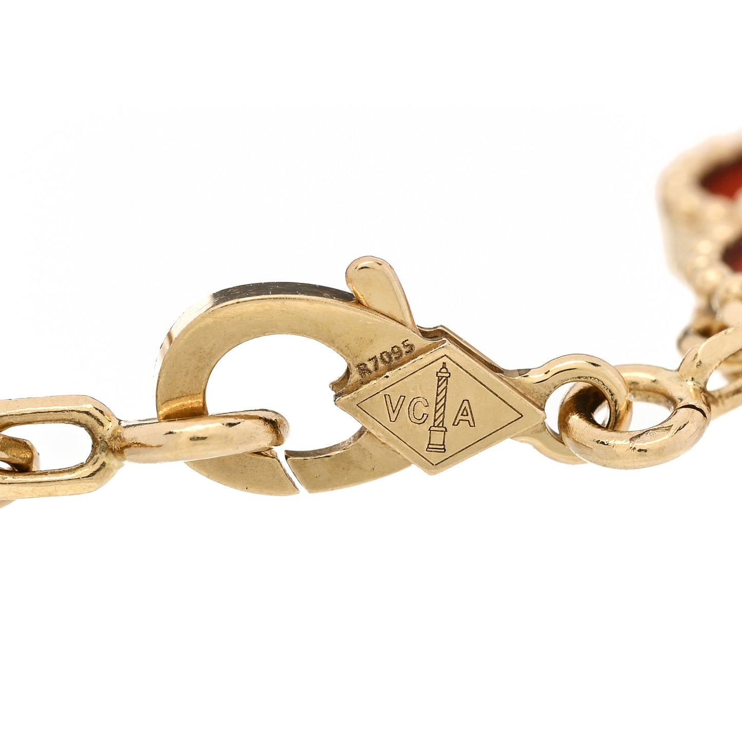 18K Yellow Gold Carnelian 5 Motifs Vintage Alhambra Bracelet