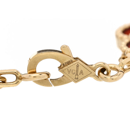 Van Cleef & Arpels 18K Yellow Gold Carnelian 5 Motifs Vintage Alhambra Bracelet 3 of 3