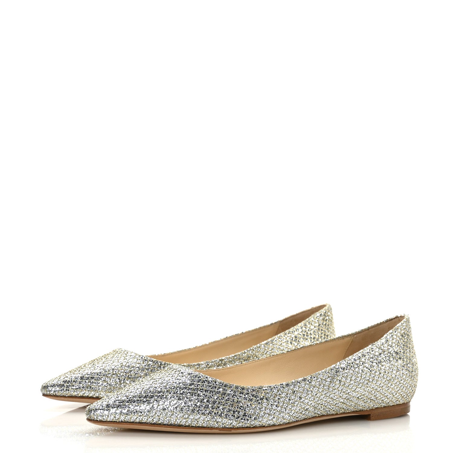 Jimmy Choo Glitter Romy Flats 35.5 Champagne 3 of 9