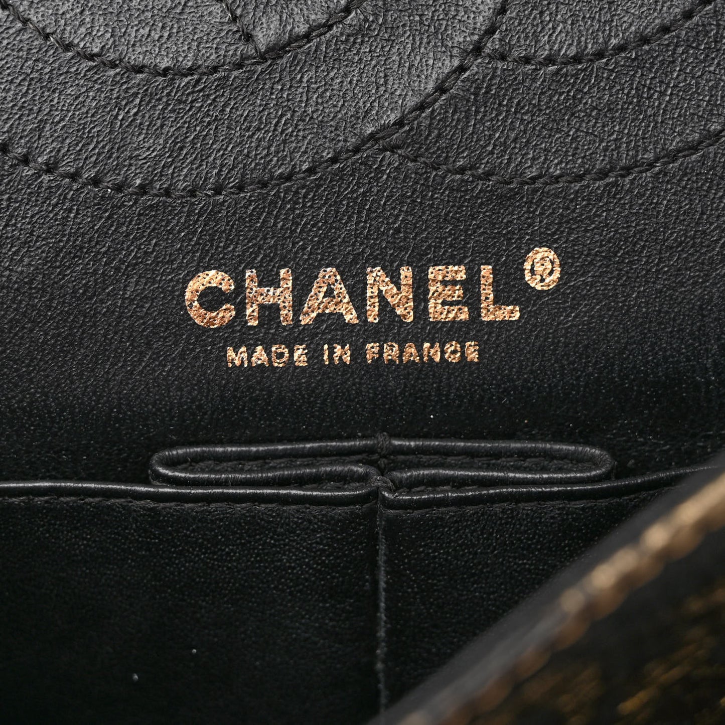 Printed Grained Calfskin 2.55 Reissue 225 Flap Black Gold