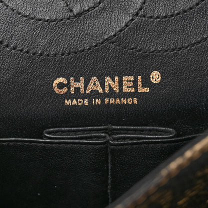 Chanel Printed Grained Calfskin 2.55 Reissue 225 Flap Black Gold 6 of 11
