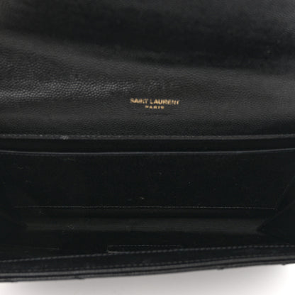 Saint Laurent Grain De Poudre Matelasse Chevron Monogram Envelope Clutch Black 5 of 8