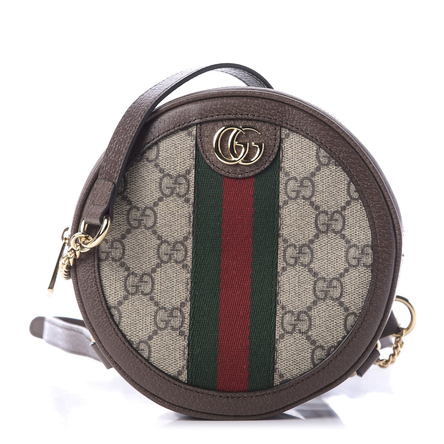 GG Supreme Monogram Web Mini Ophidia Round Backpack Brown