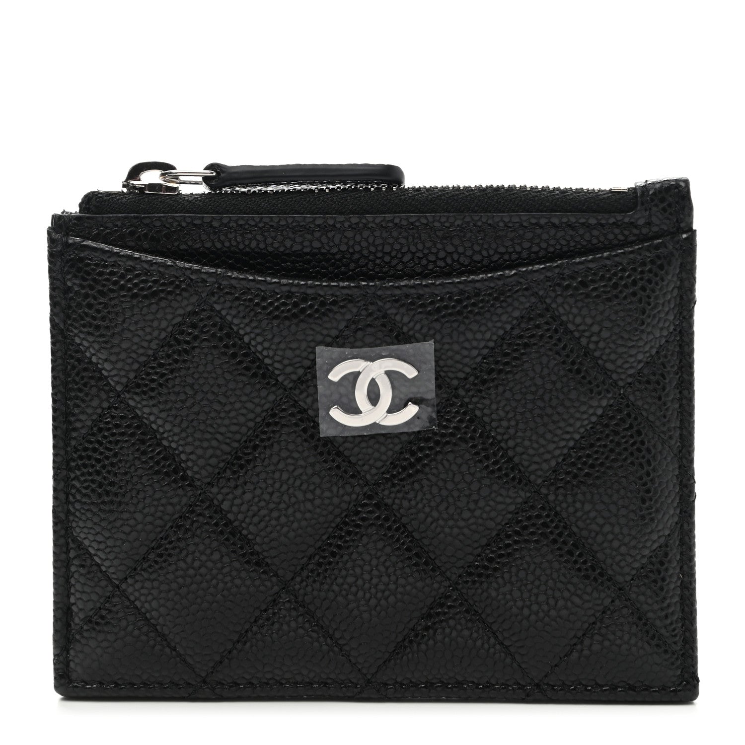 Chanel Caviar Quilted CC Zip Card Holder Black 1 of 8