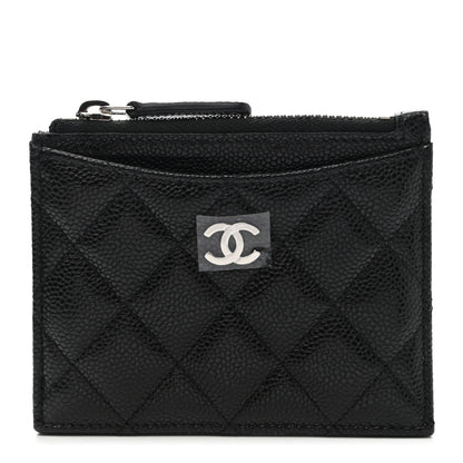 Chanel Caviar Quilted CC Zip Card Holder Black 1 of 8