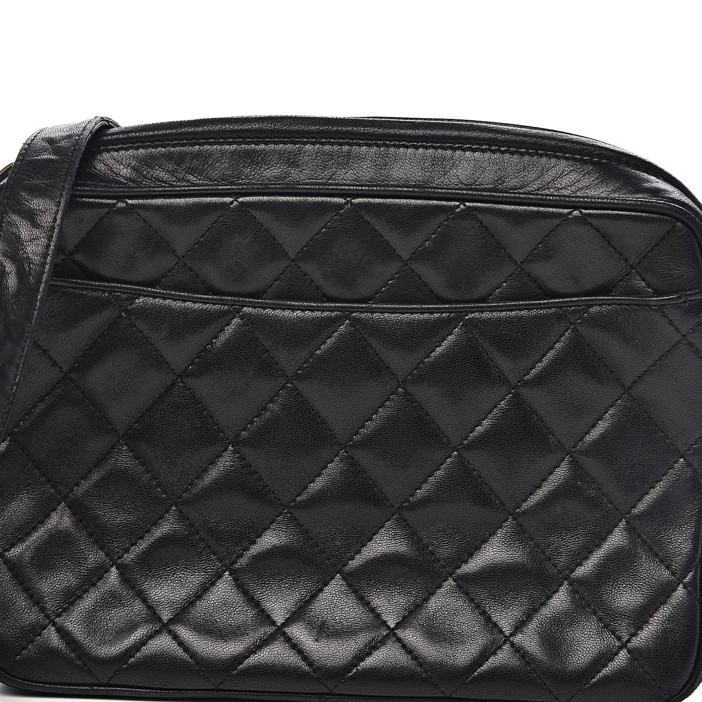 Lambskin Quilted CC Tassel Camera Case Black