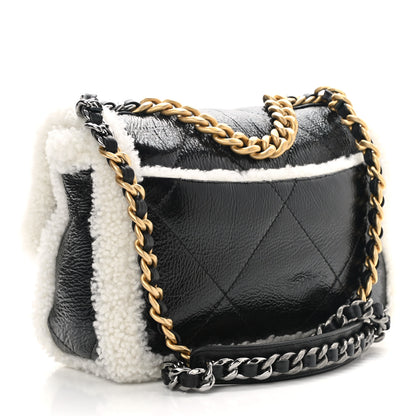 Chanel Crumpled Calfskin Shearling Sheepskin Quilted Medium Chanel 19 Flap Black 2 of 9