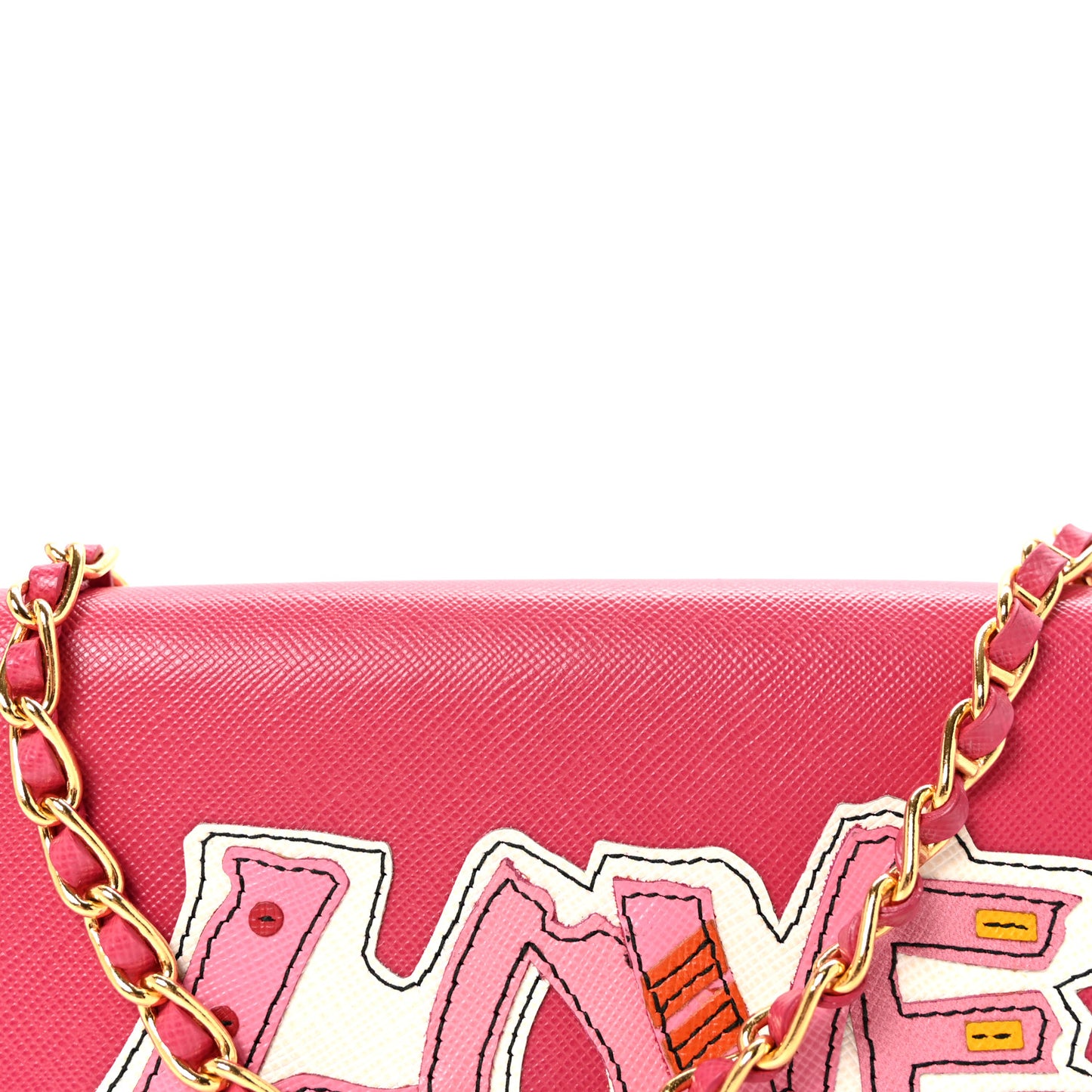 Saffiano Love Chain Wallet Peonia