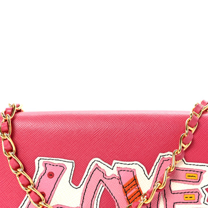 Prada Saffiano Love Chain Wallet Peonia 7 of 9