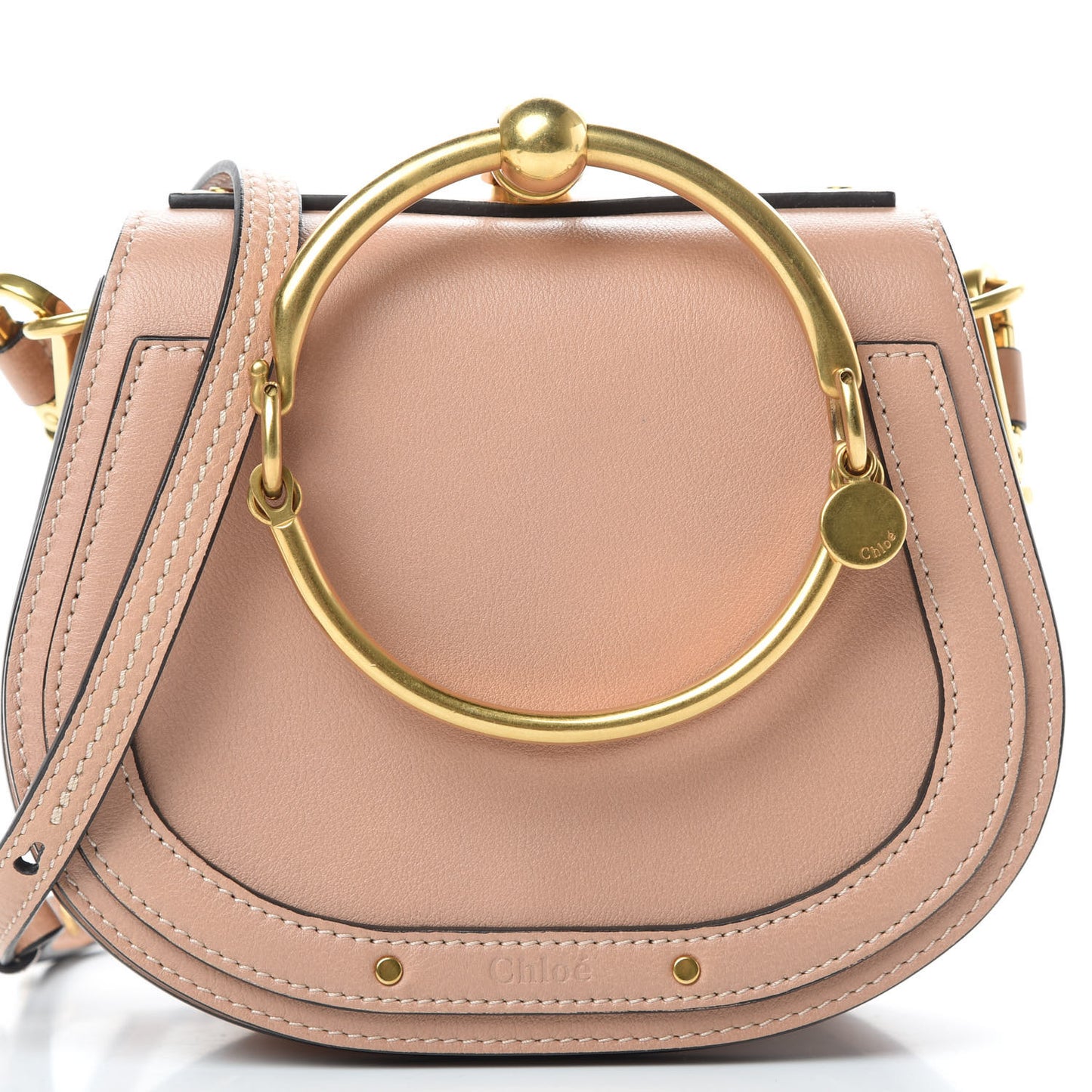 Calfskin Suede Small Nile Bracelet Bag Biscotti Beige