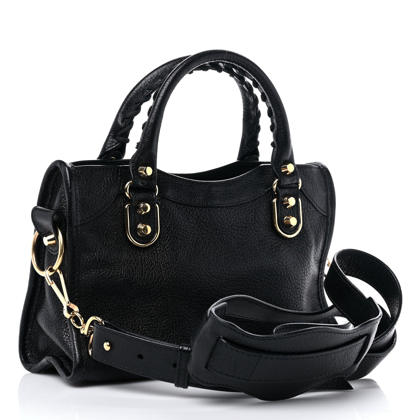 Chevre Gold Metallic Edge Hardware Mini City Black
