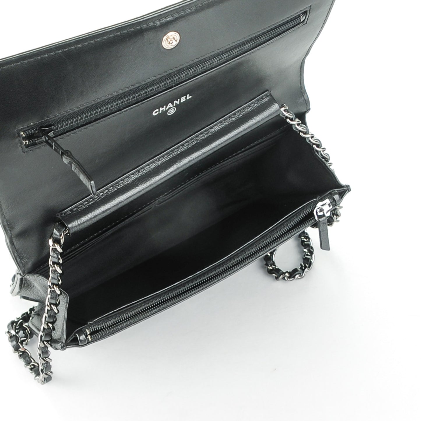 Lambskin Quilted Boy Wallet On Chain WOC Black