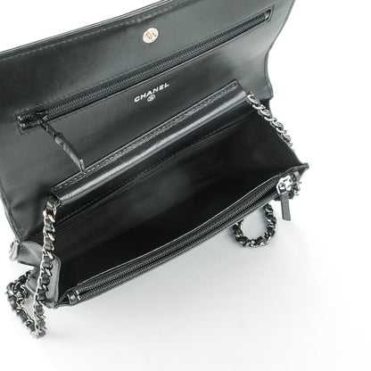 Chanel Lambskin Quilted Boy Wallet On Chain WOC Black 5 of 7