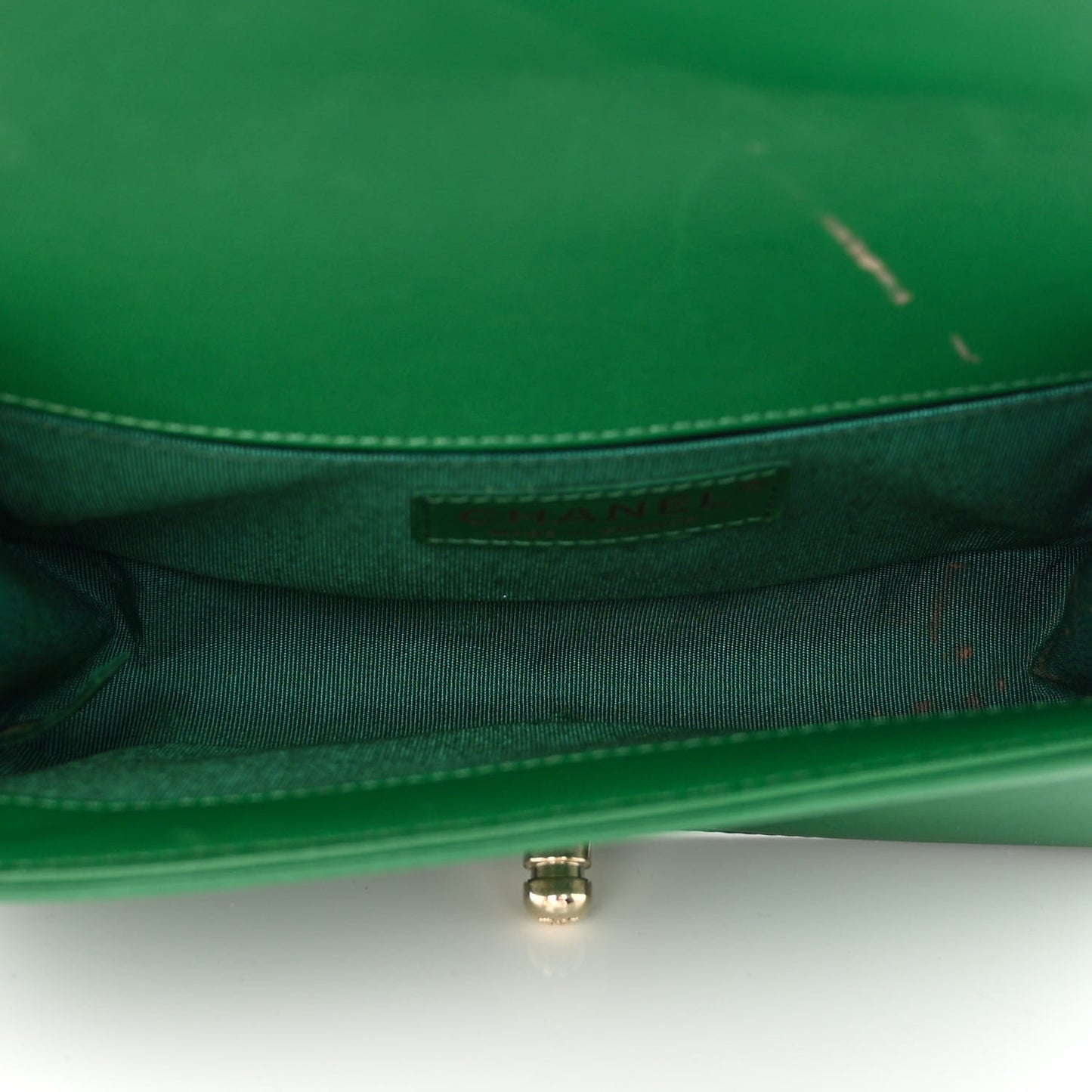 Lambskin Quilted Small Boy Flap Green