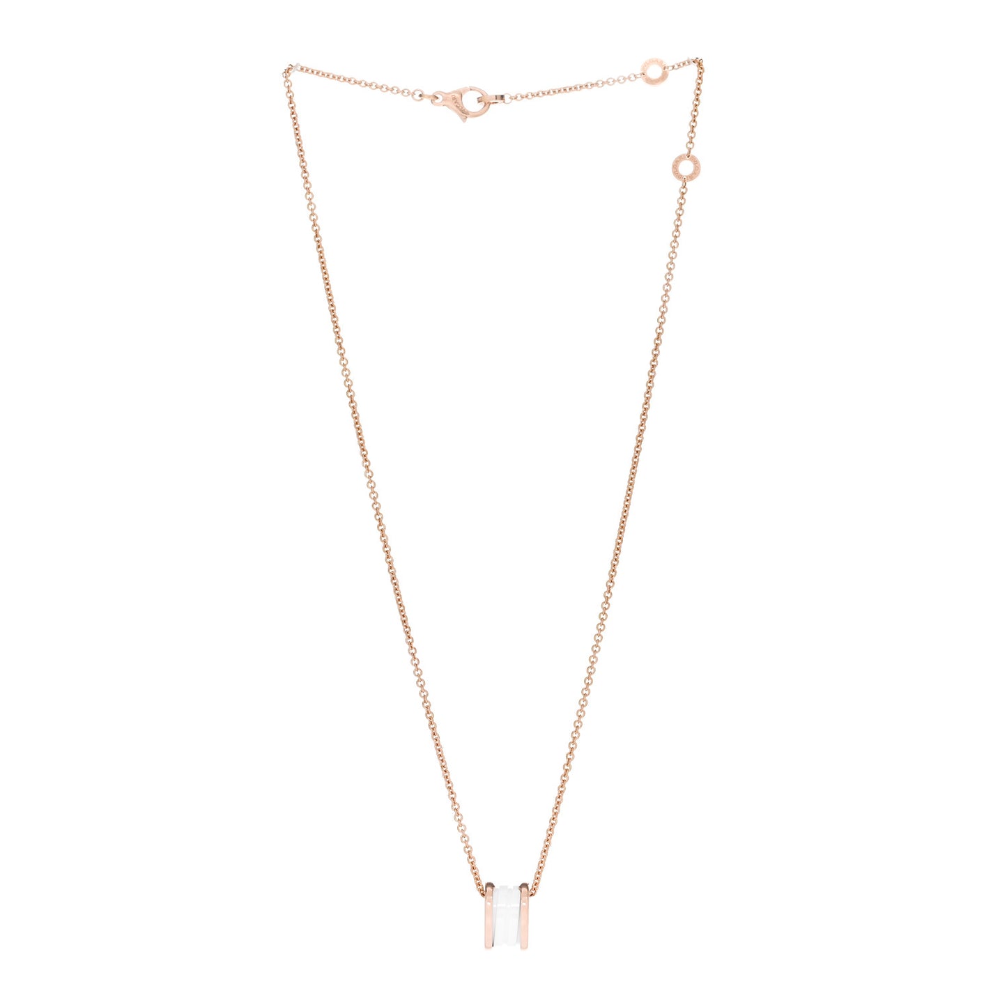 18K Rose Gold White Ceramic B.Zero1 Pendant Necklace