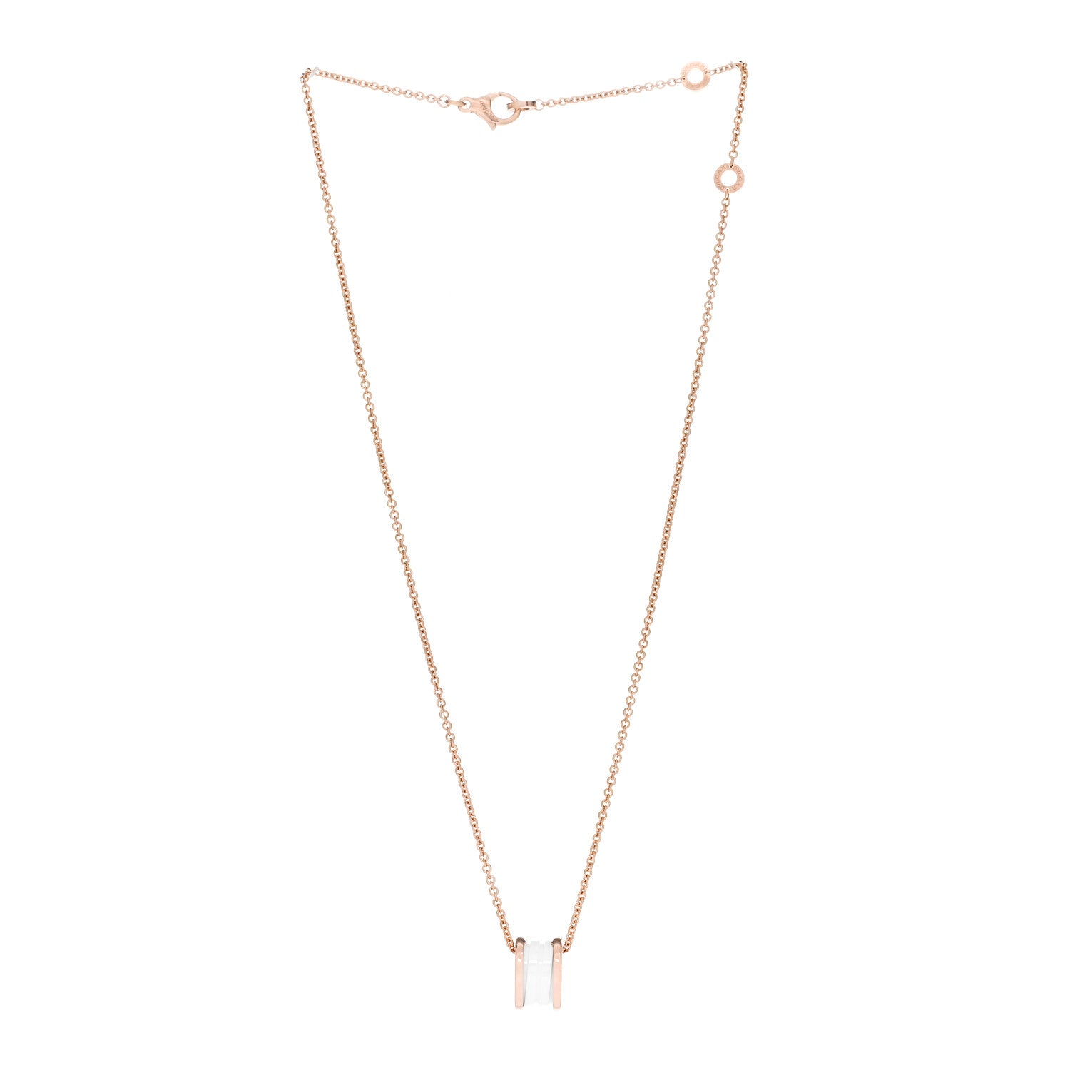 Bulgari 18K Rose Gold White Ceramic B.Zero1 Pendant Necklace 3 of 7