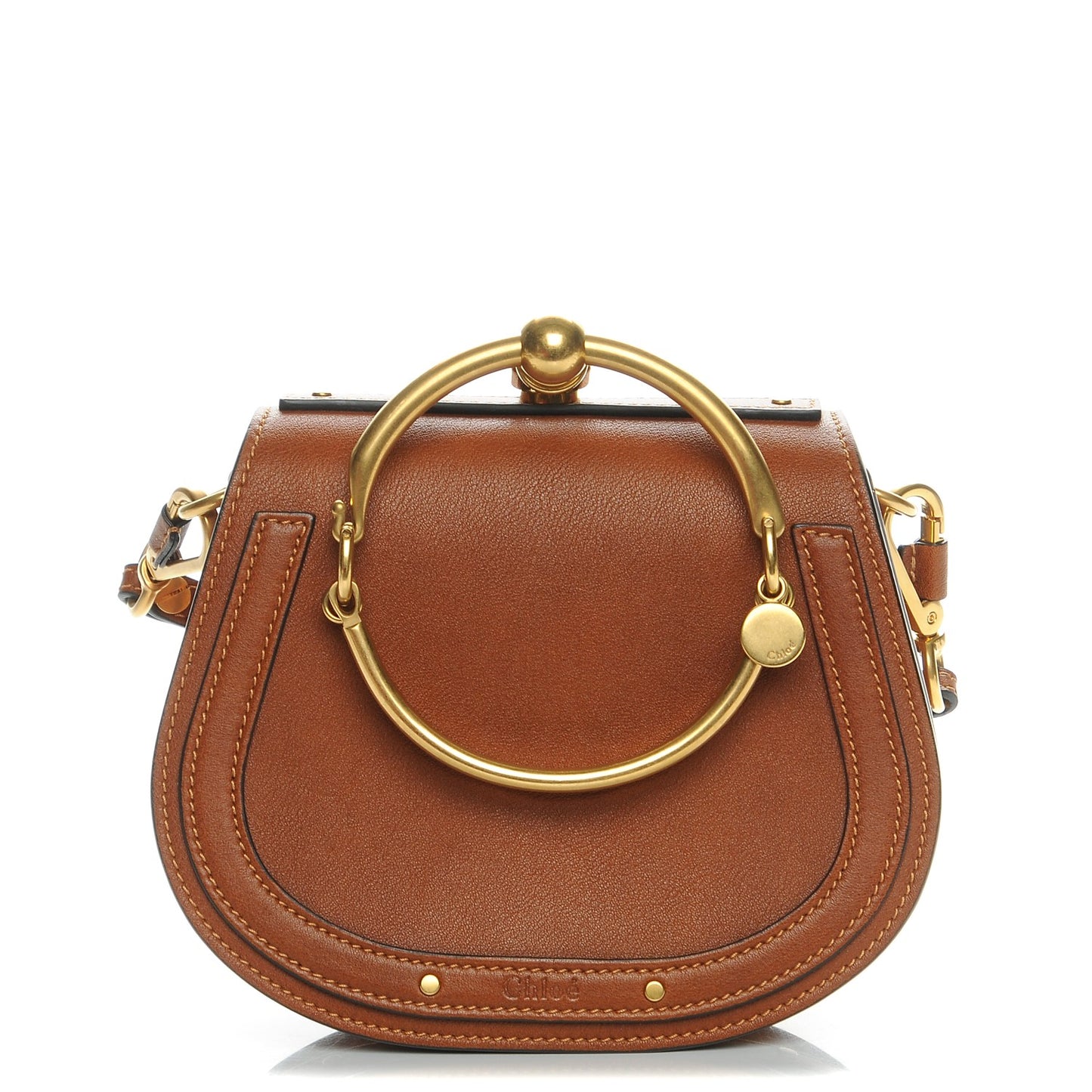 Calfskin Suede Small Nile Bracelet Bag Caramel