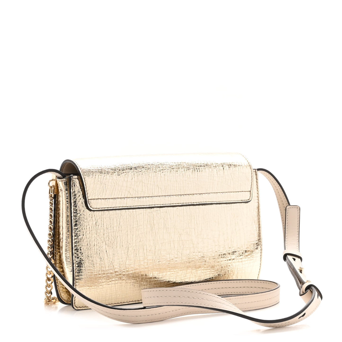 Metallic Calfskin Small Faye Shoulder Bag Gold