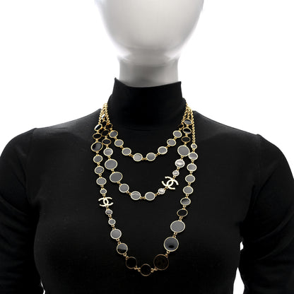 Chanel Metal Enamel Disc CC Multi 3 Strand Necklace Gold Black 2 of 4