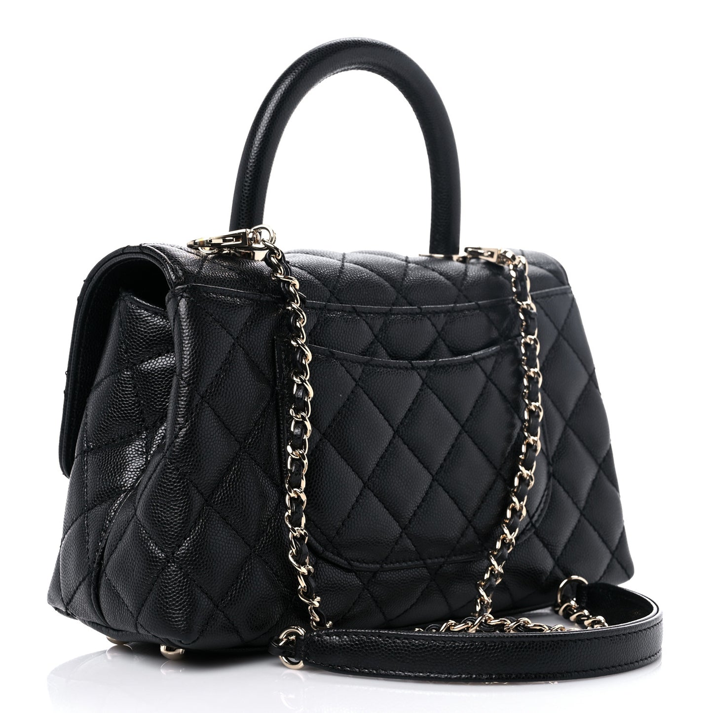 Caviar Quilted Mini Coco Handle Flap Black