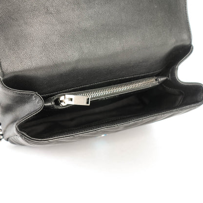 Saint Laurent Sheepskin Matelasse Chevron Monogram Medium College Bag Black 5 of 7