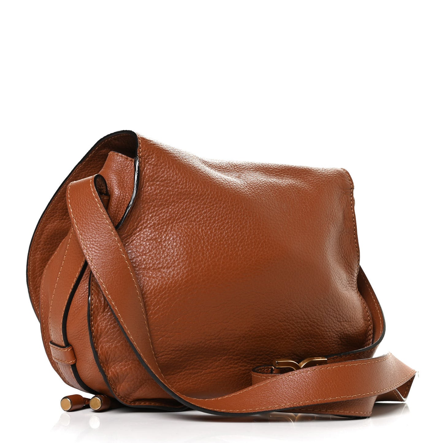 Calfskin Medium Marcie Round Crossbody Bag Tan