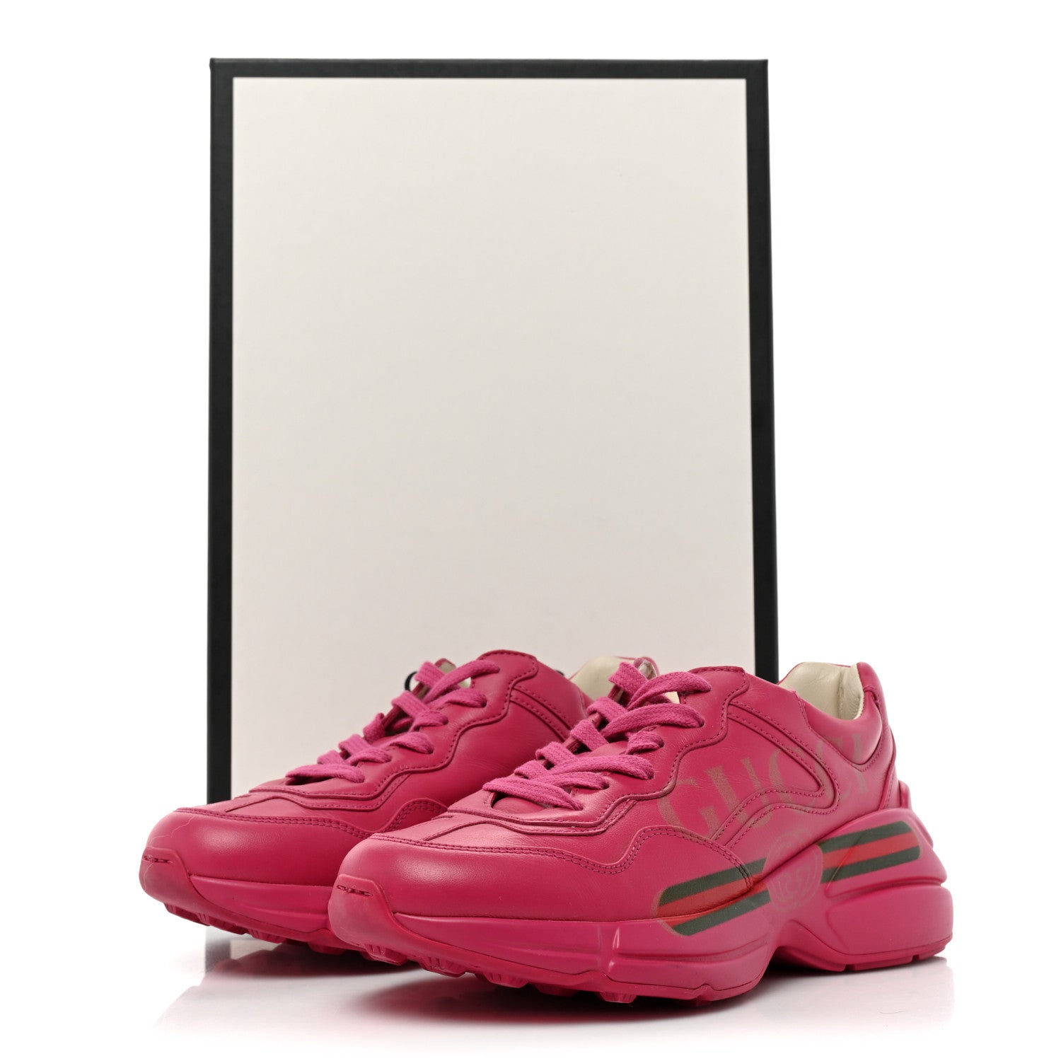 Gucci Calfskin Logo Womens Rhyton Sneakers 35 Box Pink 10 of 10