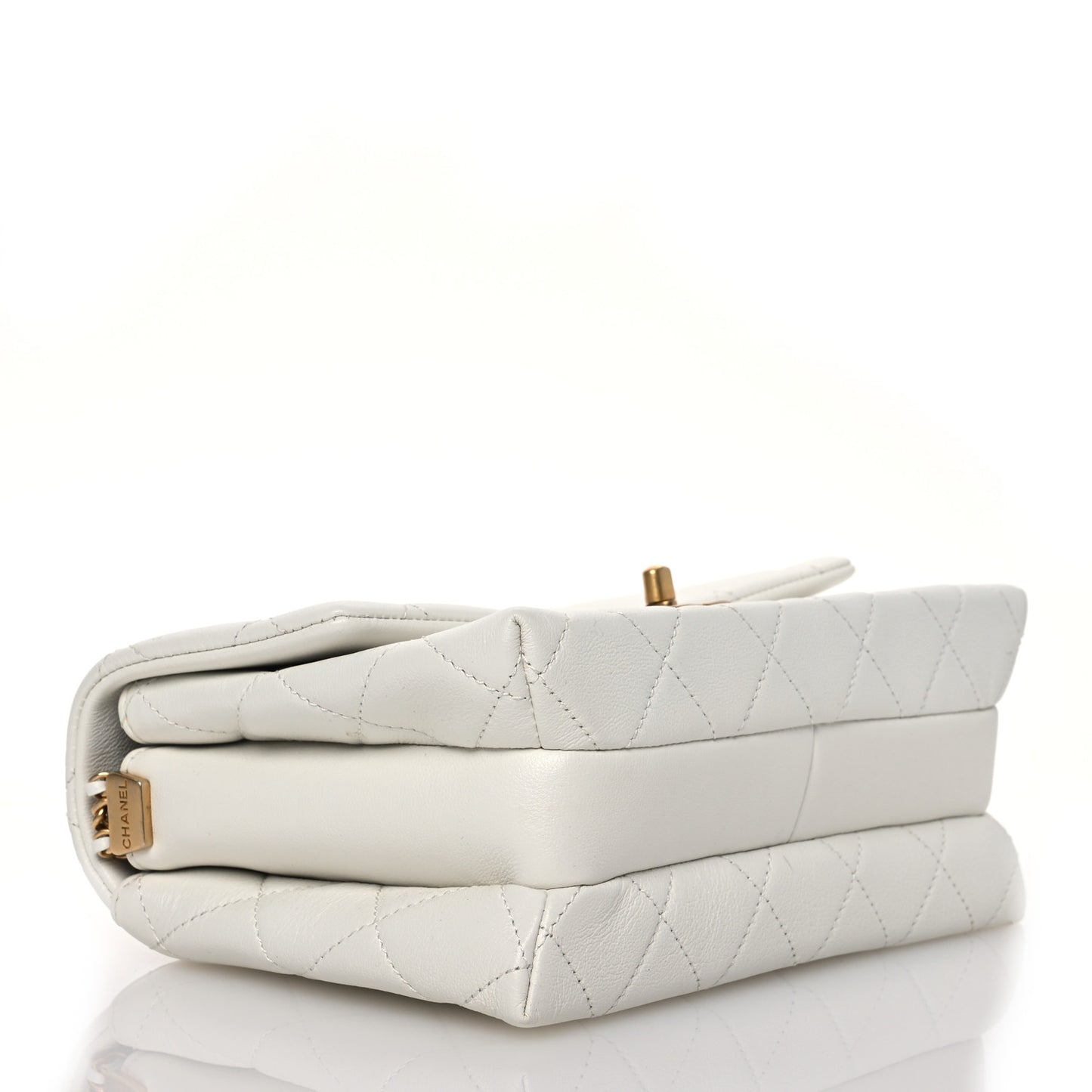 Calfskin Quilted Mini Chain Strap Flap White