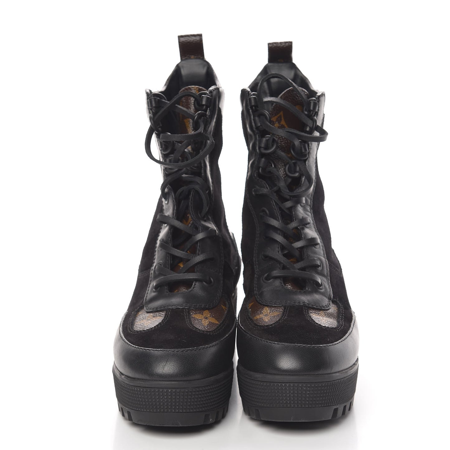 Suede Calfskin Monogram Laureate Platform Desert Boots Black 37