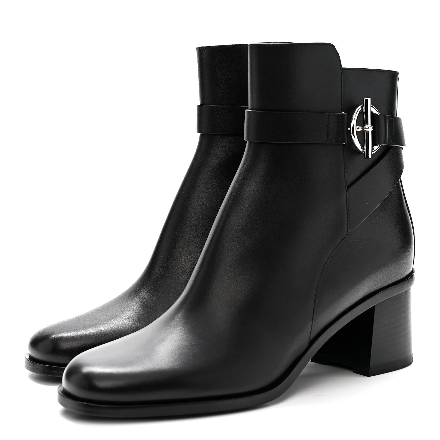 Hermes Calfskin Jill 60 Ankle Boots 38.5 Black 4 of 8