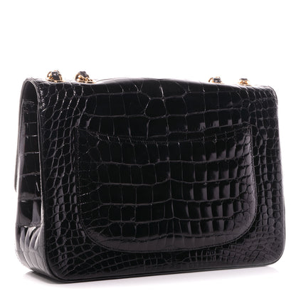 Chanel Shiny Alligator Jumbo Single Flap Black 3 of 9