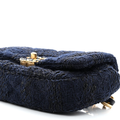 Chanel Tweed Quilted Chanel 19 Waist Bag Navy 10 of 10