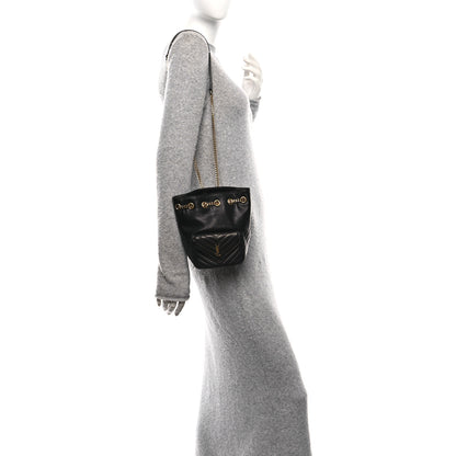 Saint Laurent Lambskin Matelasse Monogram Joe Nano Bucket Bag Black 2 of 10